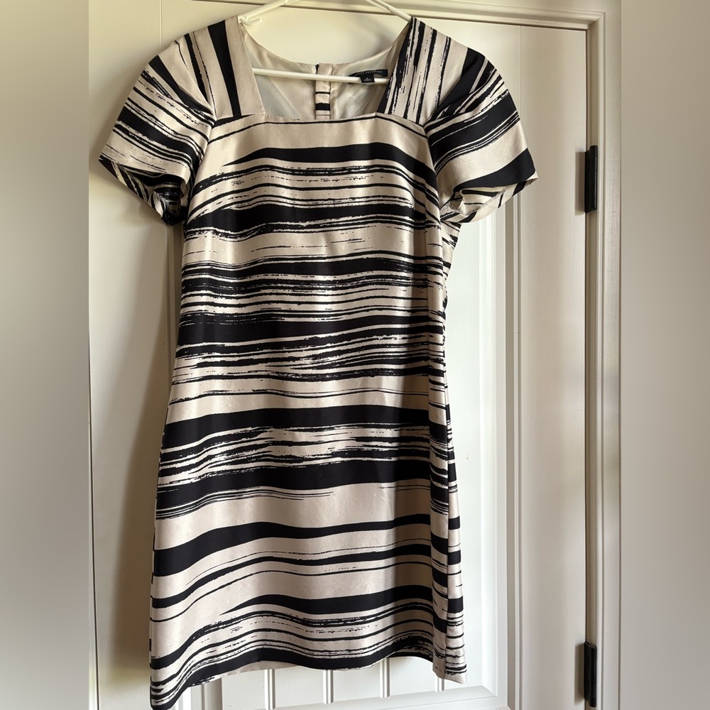 Banana Republic Black and White Flutter Sleeve Sheath Dress